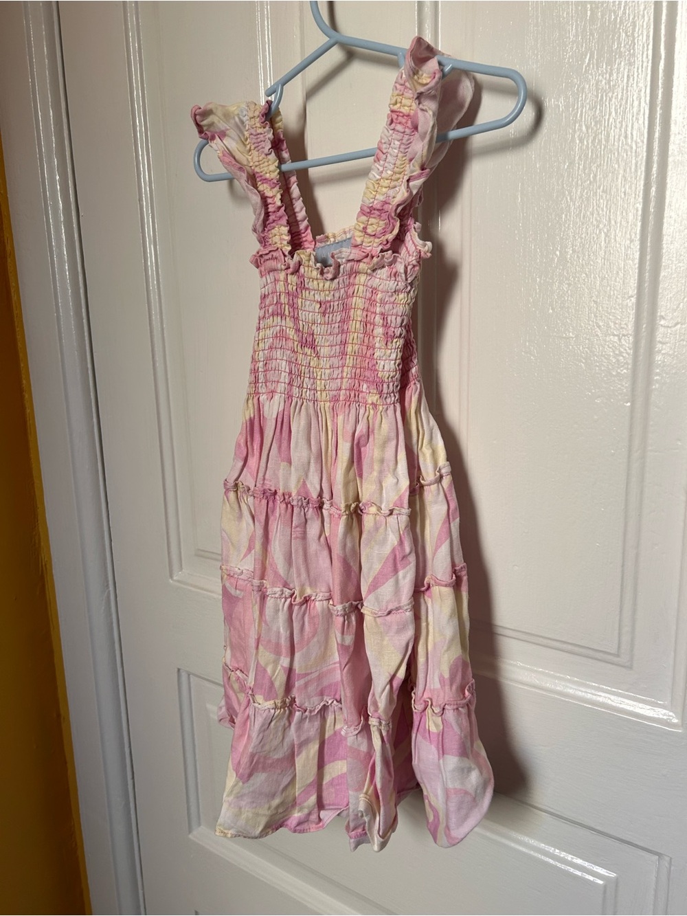 Hill House Kids Pink and Yellow Tiered Smocked Sundress